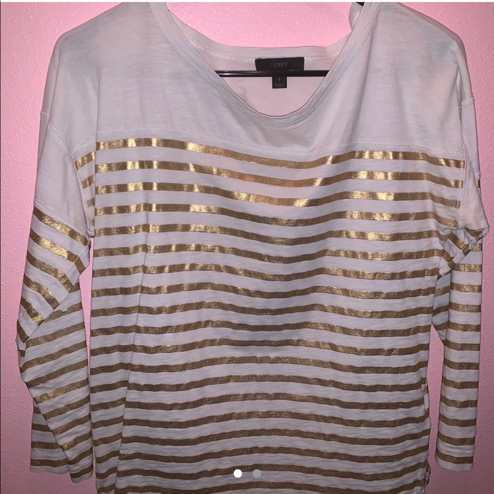j.crew gold / white striped shirt